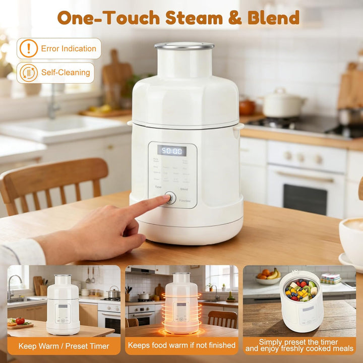 Babynahrungszubereiter 500 W – All-in-One-Gerät: Dampfgarer, Mixer, Wärmer & Timer für alle Entwickl