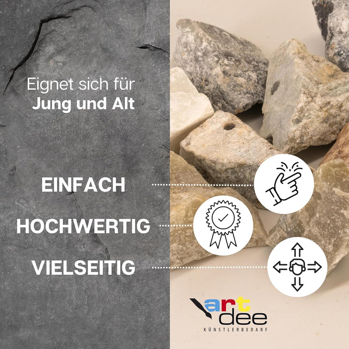 artdee® Speckstein Amulettsteine (10er Set) mit Loch – Asbestfreie Rohlinge zum Schnitzen & Basteln