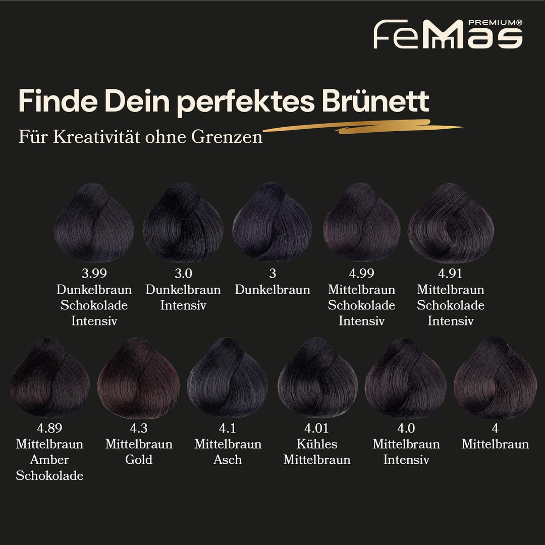 FemMas Haarfarbe 3x Hellbraun Intensiv 5.0 I Creme Haarfarbe mit Arganöl, Keratin & Ceramiden I Als