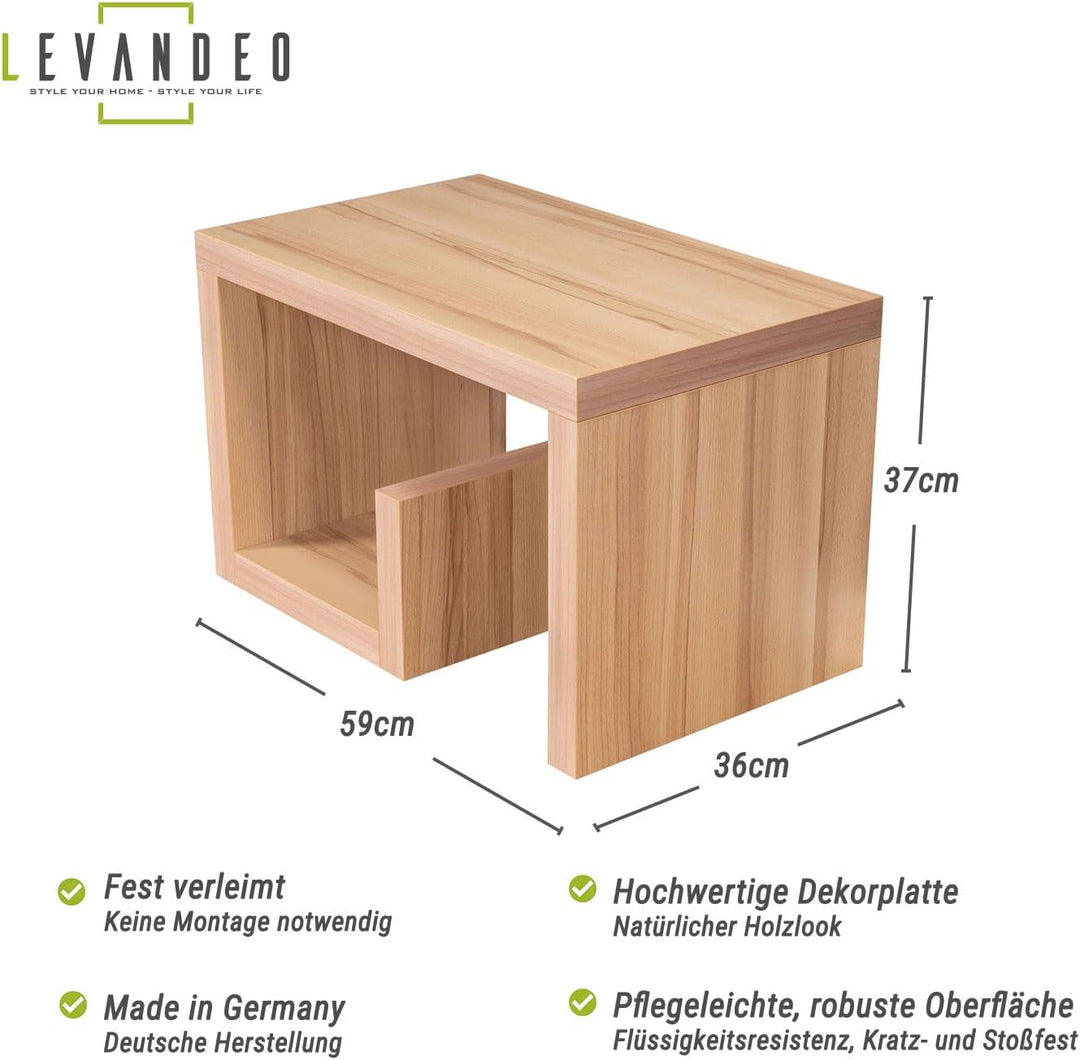 levandeo Couchtisch Gustav Kernbuche B x H x T: 59x37x36cm Holz Beistelltisch Keine Montage Fest ver