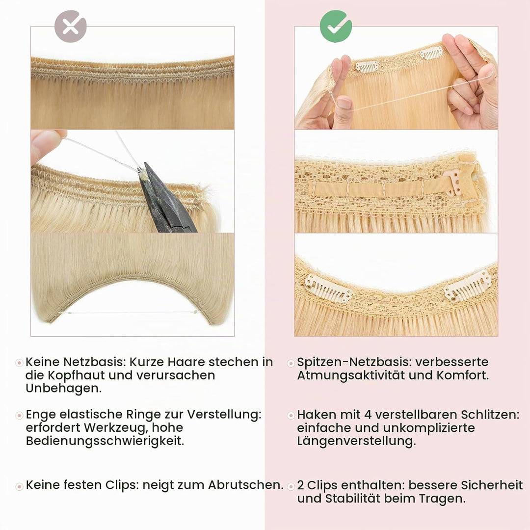 Extensions Echthaar mit transparenter Schnur, Silk-co Wire in ExtensionsBleichblond 60g, Secrets Hai