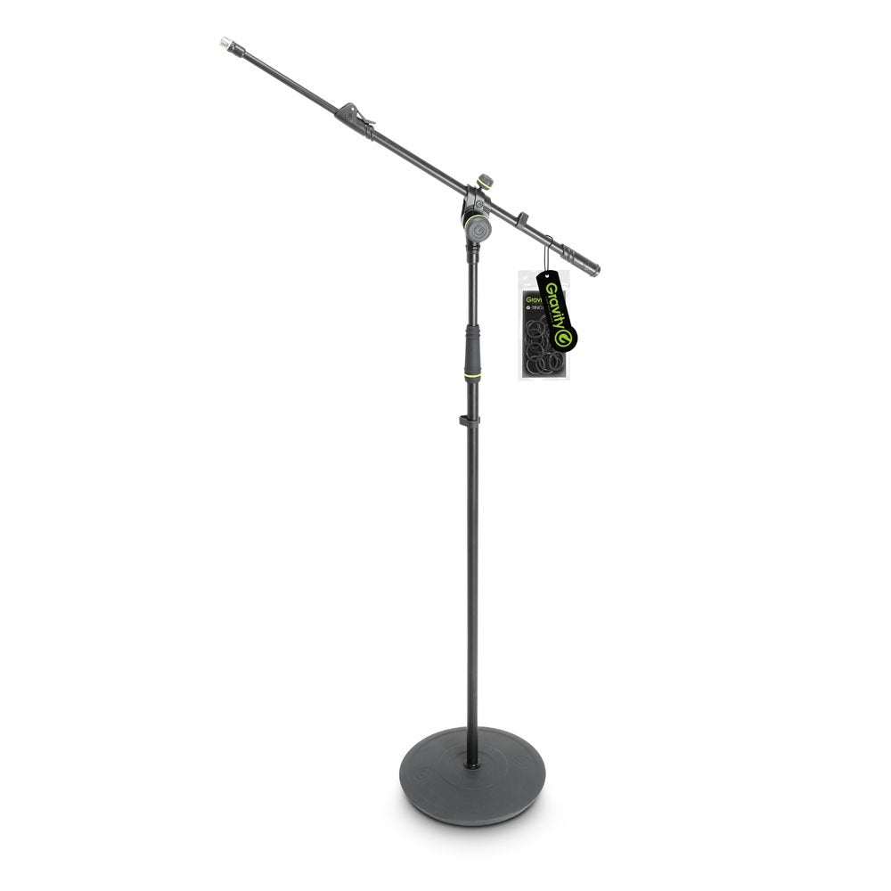 Gravity MS 2322 B - Mikrofonständer mit Tellerfuss und 2-Punkt Ausziehgalgen, 880 mm Galgen, schwarz