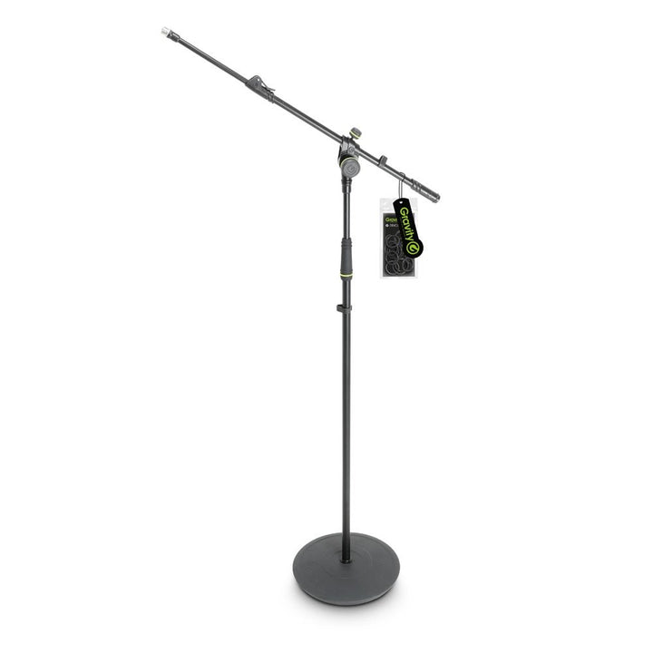 Gravity MS 2322 B - Mikrofonständer mit Tellerfuss und 2-Punkt Ausziehgalgen, 880 mm Galgen, schwarz