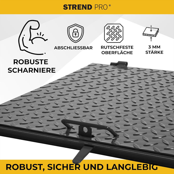 STREND PRO Schachtabdeckung 50x50 cm - 3mm METALL Schachtdeckel 500x500 | Begehbar, UV-beständig, Ab