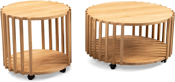 M2 Kollektion Mats 2 Couchtisch, Holz, Braun, D=70cm, H=40cm