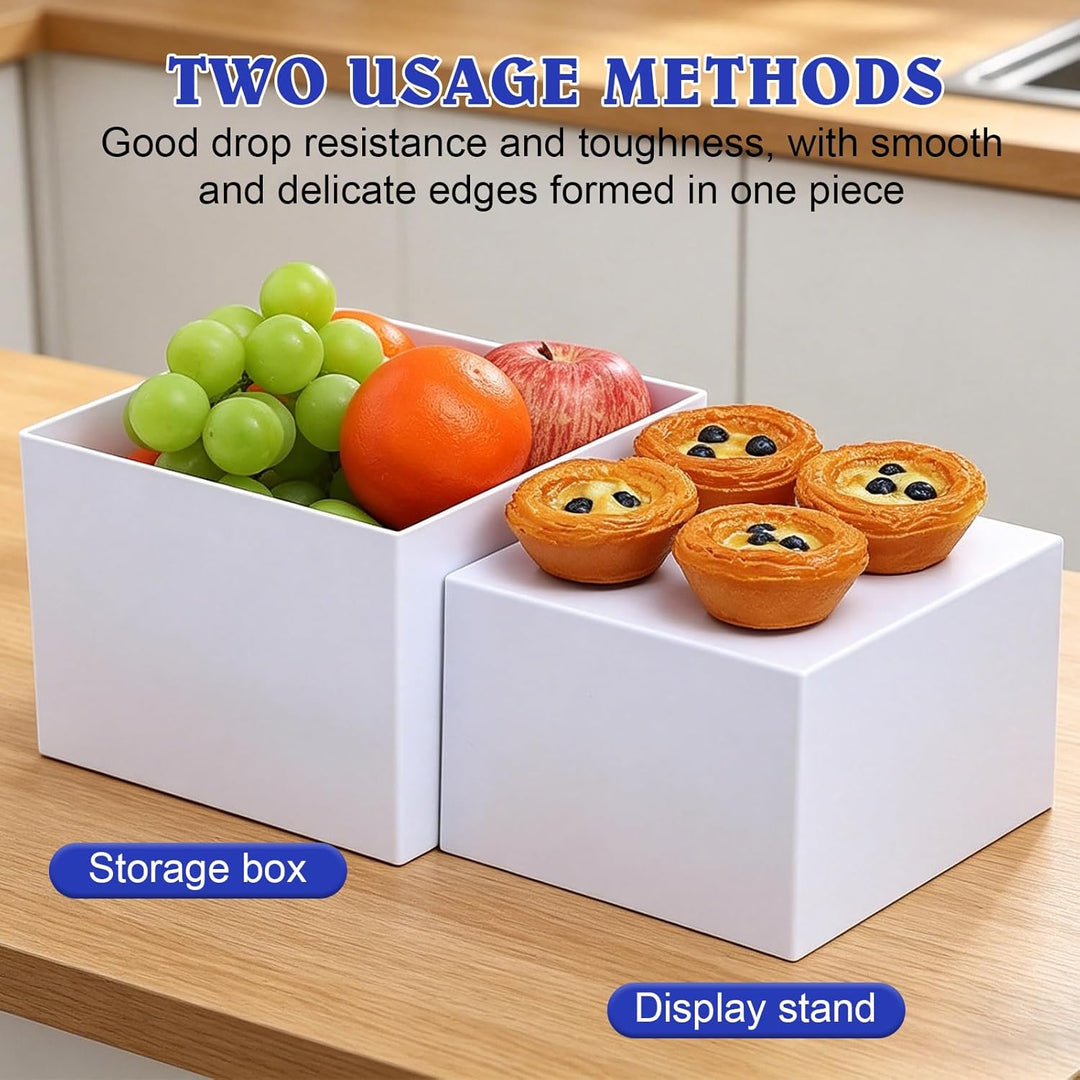 BORDEAG 6 Stück Buffet Ständer 3'' - 8'', Acryl Weiss Kuchenständer Display Riser Bis 20 cm/8”, Kuns