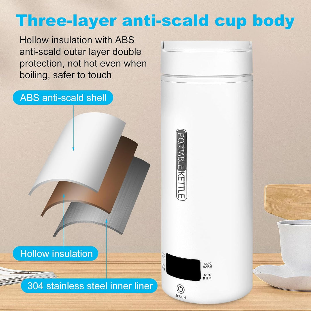 Mini Wasserkocher,500ML Reise Wasserkocher,Reisewasserkocher Klein, Tragbarer Elektrischer Wasserkoc