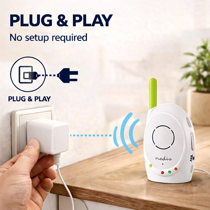 Nedis - Audio-Baby-Monitor - Babyphone - Gegensprechfunktion - Batteriebetrieben/Netzstromversorgung