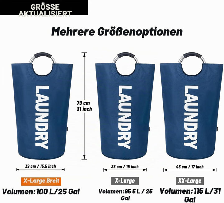 Caroeas 100L Grosser Wäschekorb (8 Farben), Wasserdichter Wäschebehälter, Wäschesammler mit gepolste