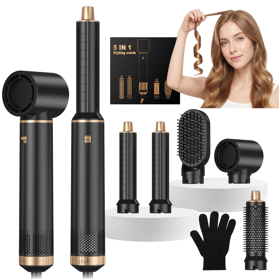 Hair Styler Set 5 in 1 Hairstyler 5 in 1 mit Rundbürstenföhn, Warmluftbürste, Föhnbürste, Haartrockn