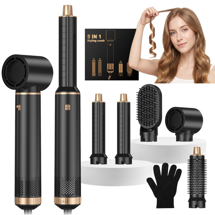 Hair Styler Set 5 in 1 Hairstyler 5 in 1 mit Rundbürstenföhn, Warmluftbürste, Föhnbürste, Haartrockn