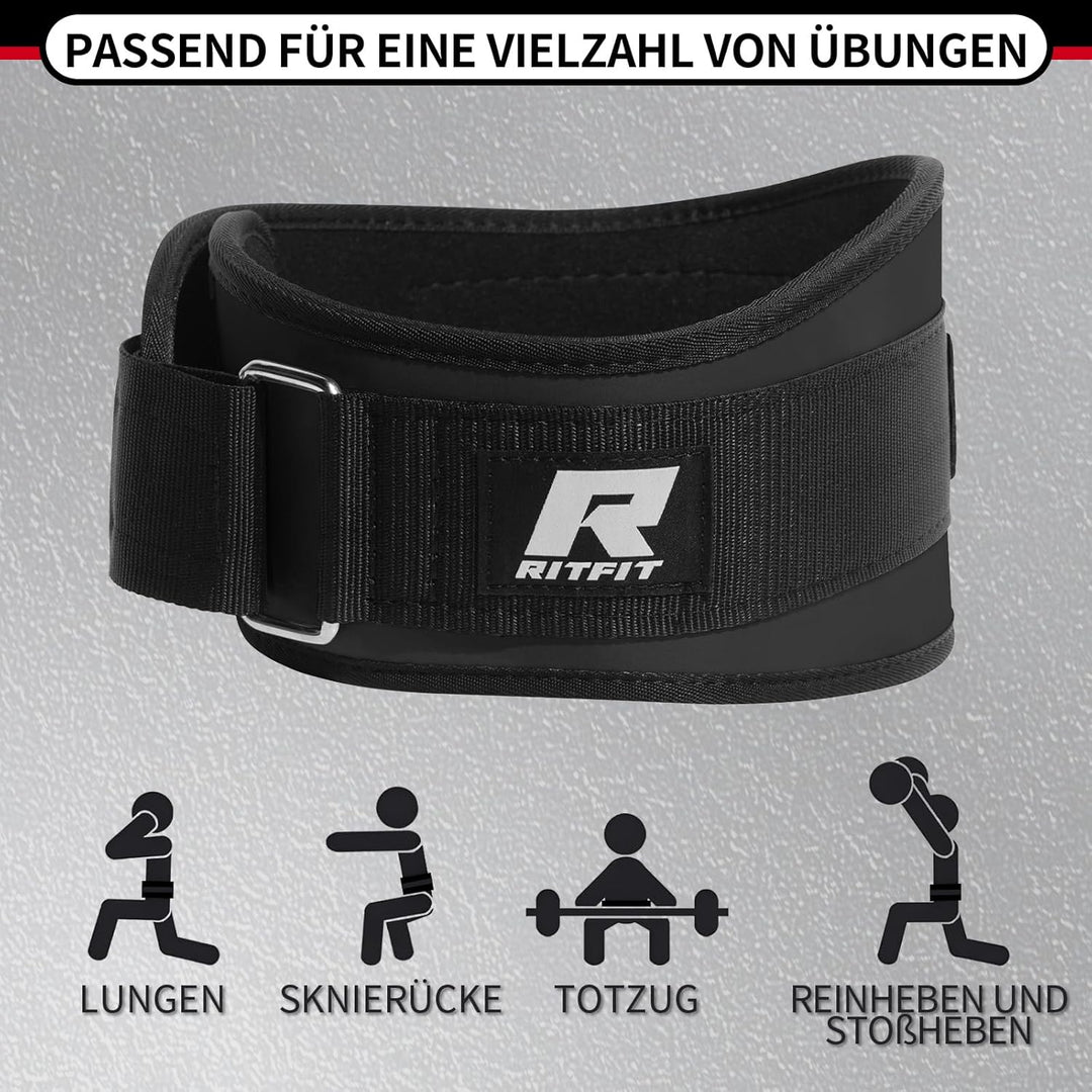 RitFit Gewichthebergürtel 15cm für Krafttraining - Stabiler Dip Belt für Bodybuilding, Gewichtheben,