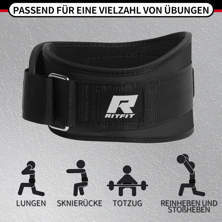 RitFit Gewichthebergürtel 15cm für Krafttraining - Stabiler Dip Belt für Bodybuilding, Gewichtheben,