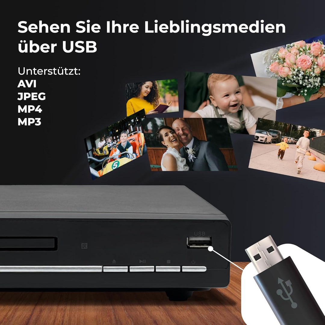 Denver DVH7787 DVD Player HDMI Für Fernseher, Mini, Alle Regionen Frei, 1080P Upscaling, Dolby Digit