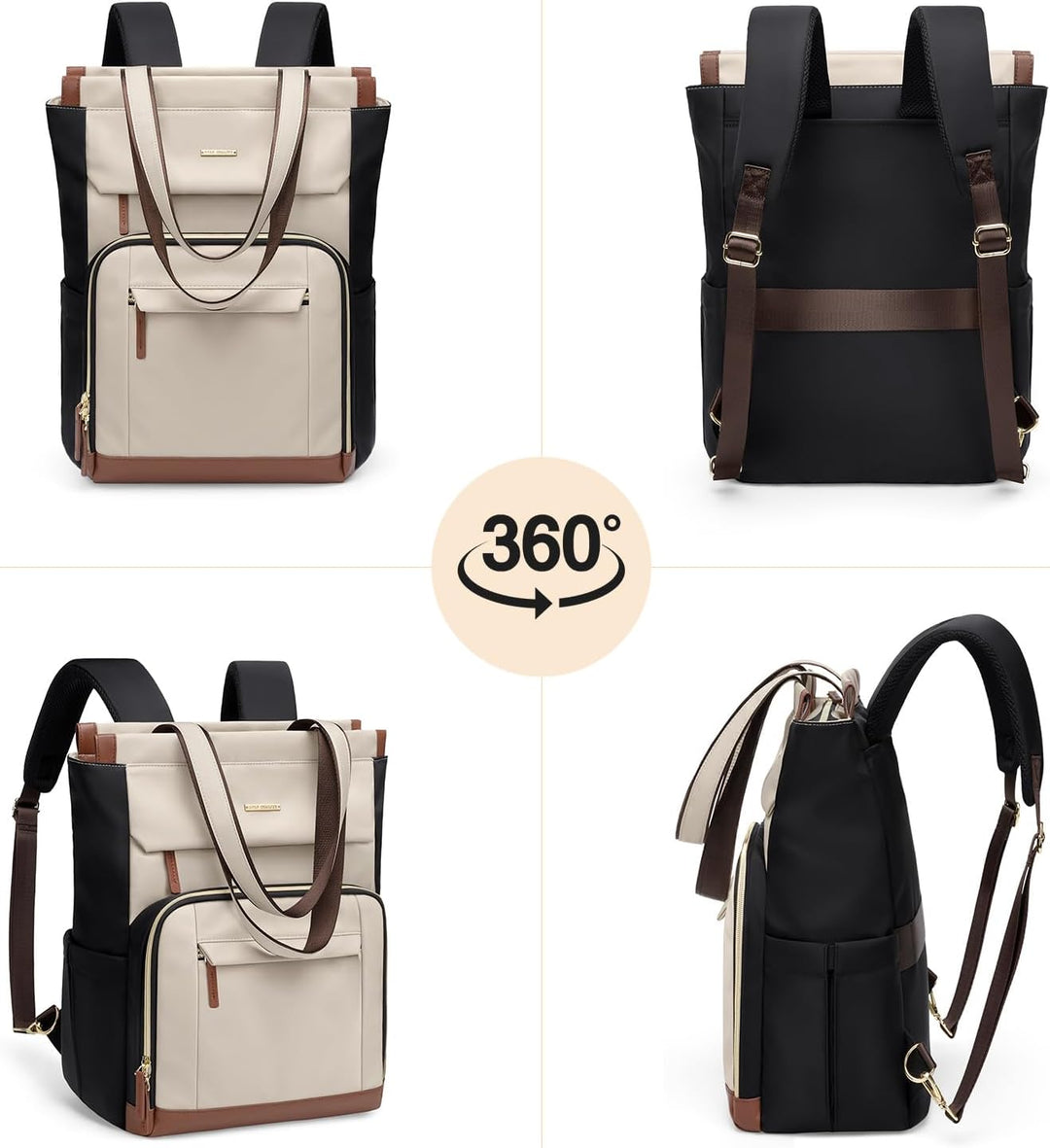 GOLF QUALITY Rucksack Damen 16 Zoll,Elegant Laptop Handtasche 2 in 1, Schultasche Women Tagesrucksäc