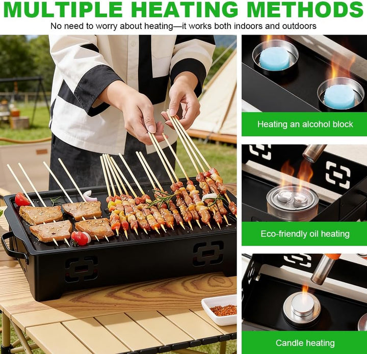 BBQ Warmhalteplatte aus Edelstahl, Grillwärmer für Fleisch und Gemüse, Speisenwärmer für Garten, Cam