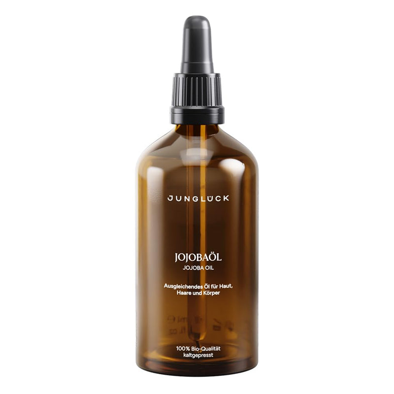 JUNGLÜCK Jojobaöl BIO 100ml - Vegan | 100% Rein, Natürlich und Kaltgepresst Bio-Jojoba-Öl - Nährende