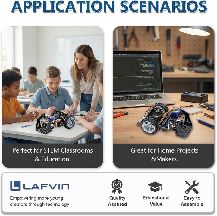 LAFVIN MicroBit Smart Robot Car für MakeCode und MicroPython, STEM-Lernroboter für Kinder und Anfäng