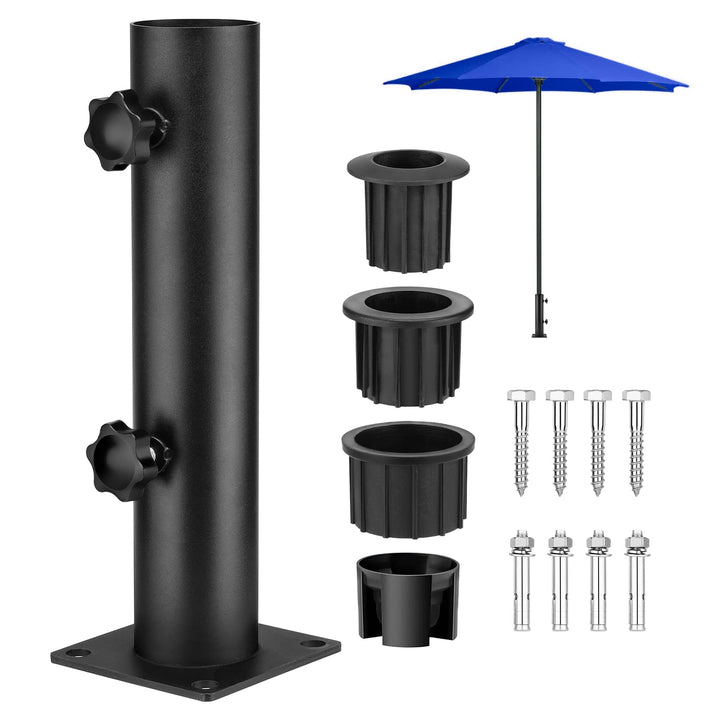 Sonnenschirm Schirmständer Standard mit 3 TLG Reduzierring (48/38/32 mm) Sonnenschirm Hülse Ständer,