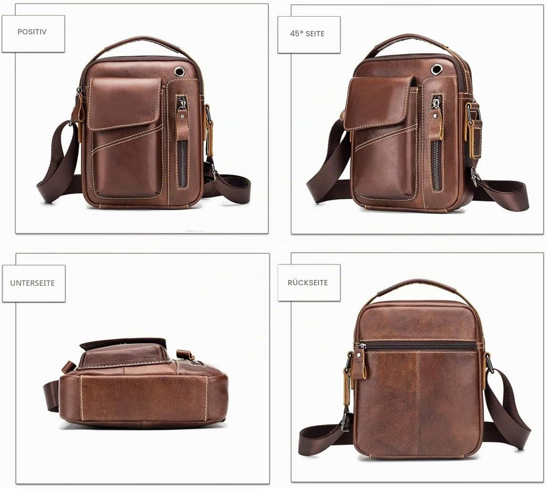Herren Schultertaschen Freizeit Fashion Echtleder Crossbody Tasche Braun2, Braun2