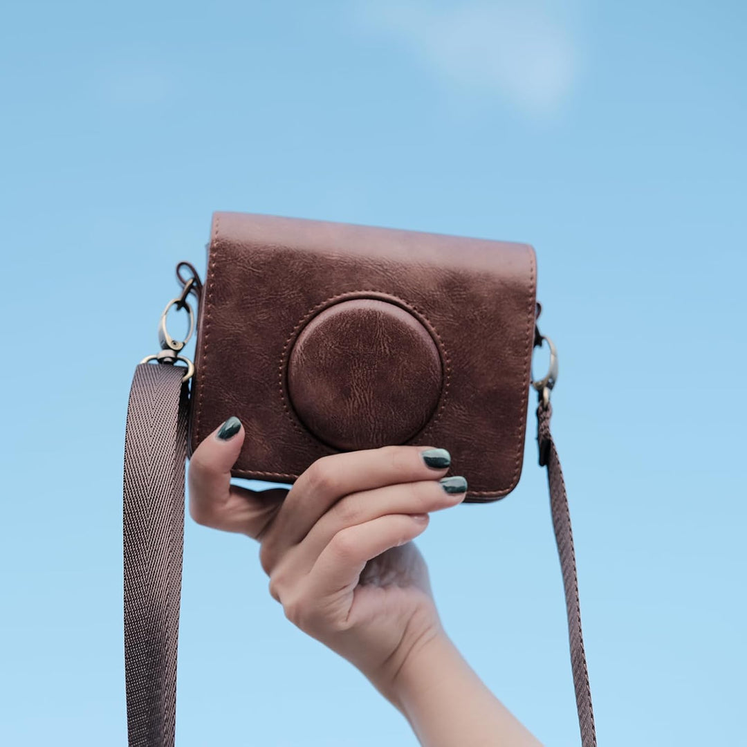Rieibi Mini EVO Kameratasche, Retro PU Leder Hülle Schutzhülle für Fujifilm Fuji Instax Mini EVO Sof