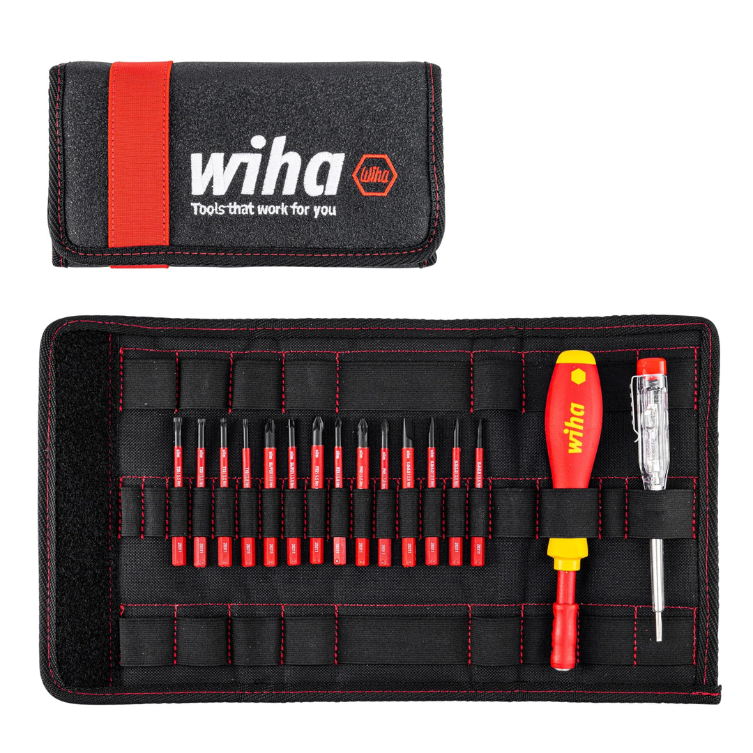 Wiha Schraubendreher und Bit Set slimVario (36068) 17 tlg. in Falttasche | VDE Elektriker | ( Schlit