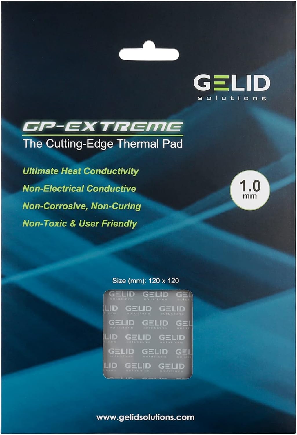 Gelid Solutions GP-Extreme 12W-Thermopad 120x120x1.0mm. Ausgezeichnete Wärmeleitung, Idealer Lückenf
