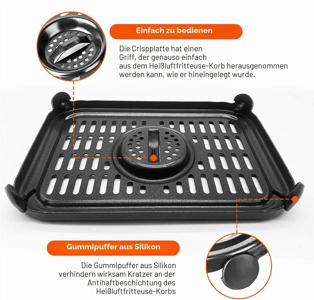 Air Fryer Grillpfanne für Ninja Air Fritteusen, 2 Packungen Ersatz Air Fryer Crisper Plate Grillplat