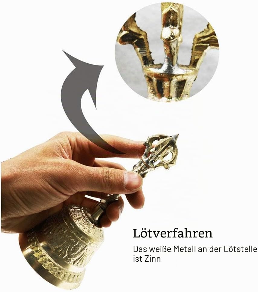 Lseqow Tibetische Handglocke, Handglocke, Buddhistische Glocke, Tee, Meditationsalarm, Gebet, tibeti