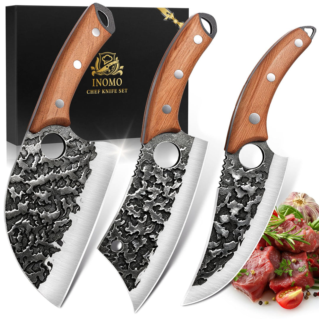 INOMO Messerset, Kochmesser Profi Messer Set, Küchenmesser Set Scharf Edelstahl Edelstahlmesser zum