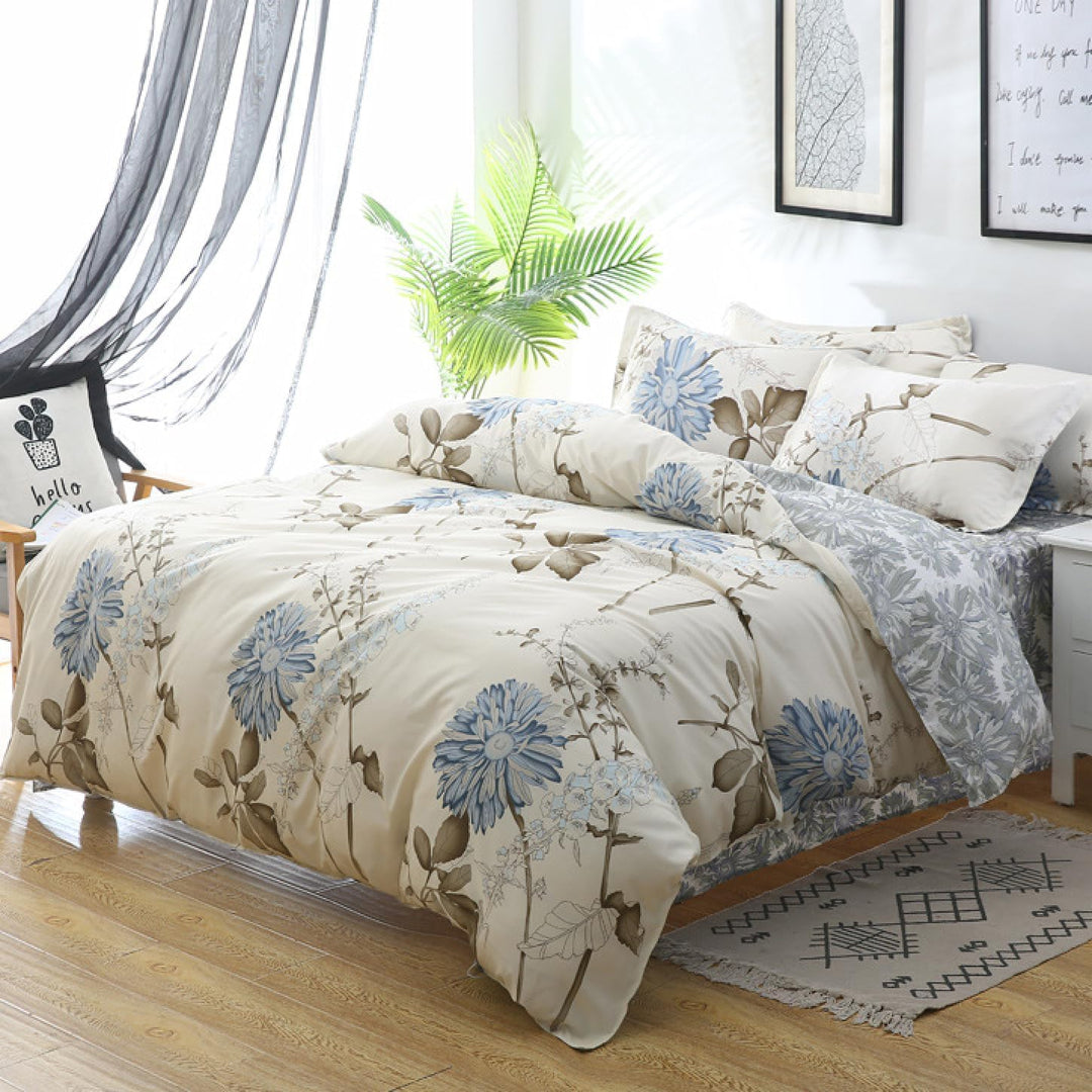 Tospass Bettwäsche 200x220 cm 3 Teilig Blumen Weiss Beige Modern Floral Bettwäsche Set Mädchen Bettb