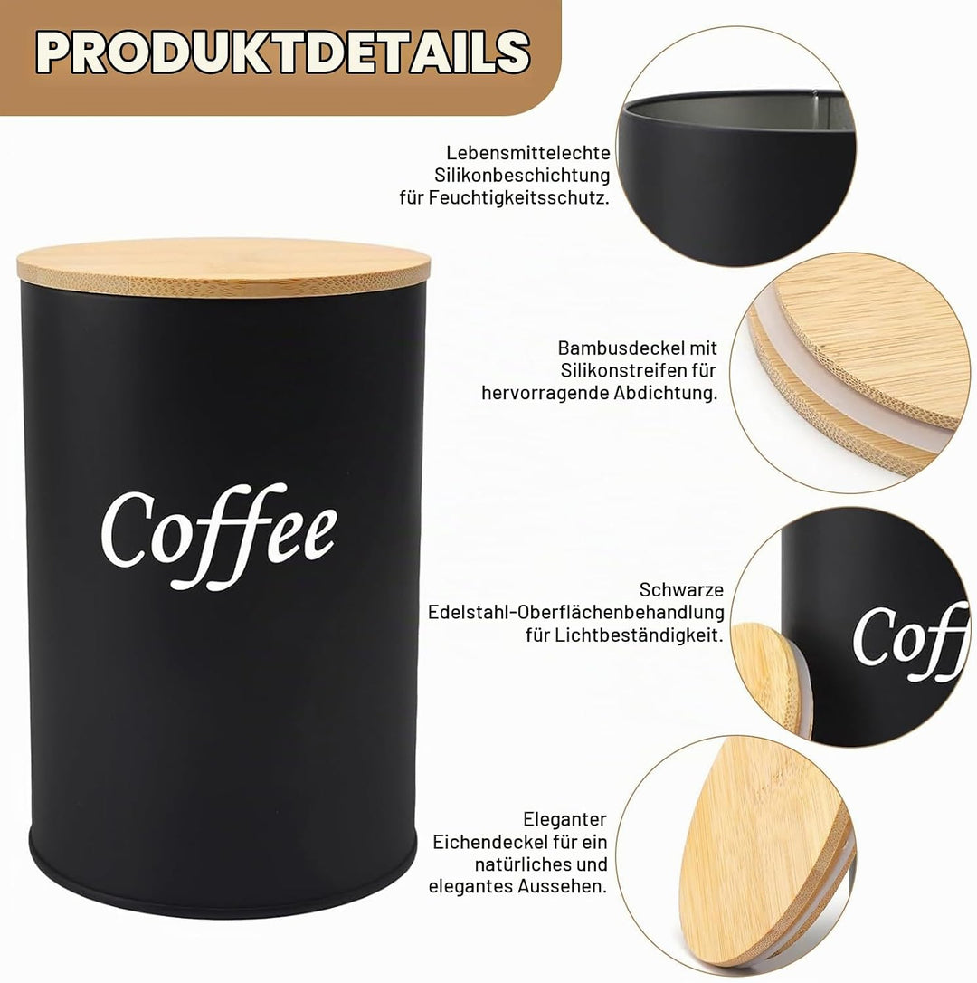 3 Stück Kaffeedose Luftdicht 500g, 500ML Kaffeebohnen Behälter, Kaffeebehälter Luftdicht für Kaffeeb