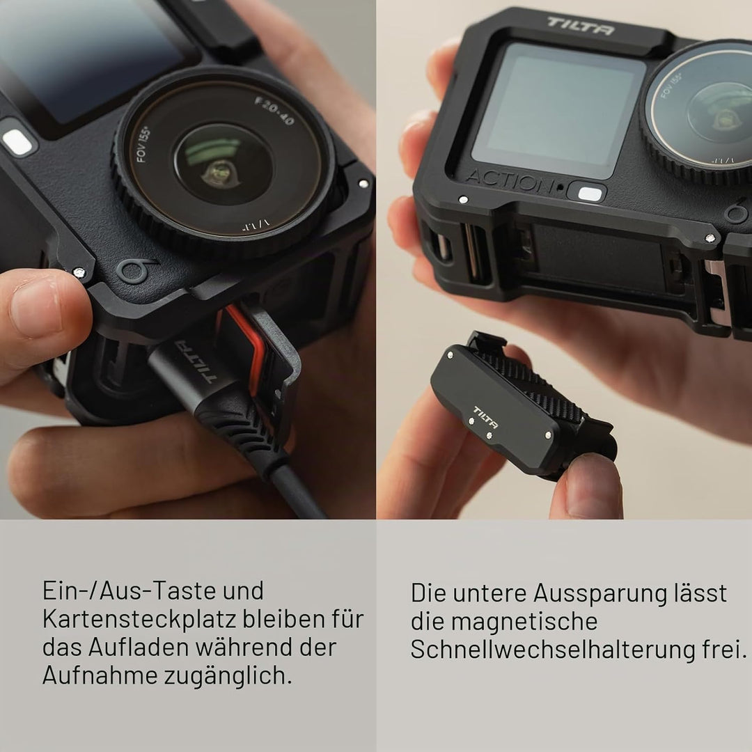 Tilta Action 6 Cage, Kamerakäfig-Basisset Kompatibel mit DJI Osmo Action 6 mit Schnellwechsel-Montag