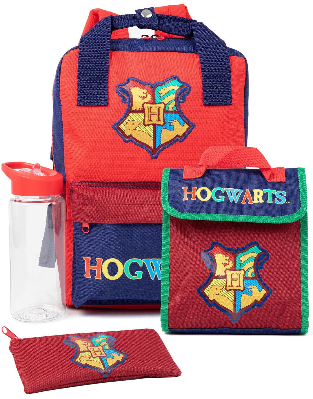 Harry Potter Kinder-Rucksack | Zauberer-Schulrucksack mit Federmäppchen, Lunchtasche & Trinkflasche
