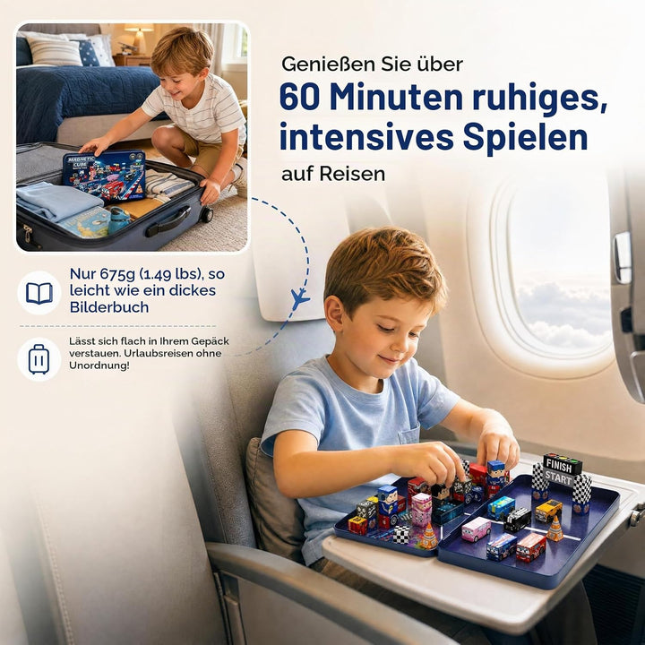 Magnetische Bausteine Rennsport Reiseset Jungen: 100PCS für Gruppen-Spiel | Reisespiele Magnetspielz