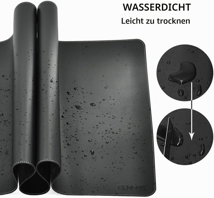 CENNBIE Schreibtischunterlage Leder, 100x50cm extra grosseTischunterlage, erweitertes PU-Leder Mausp