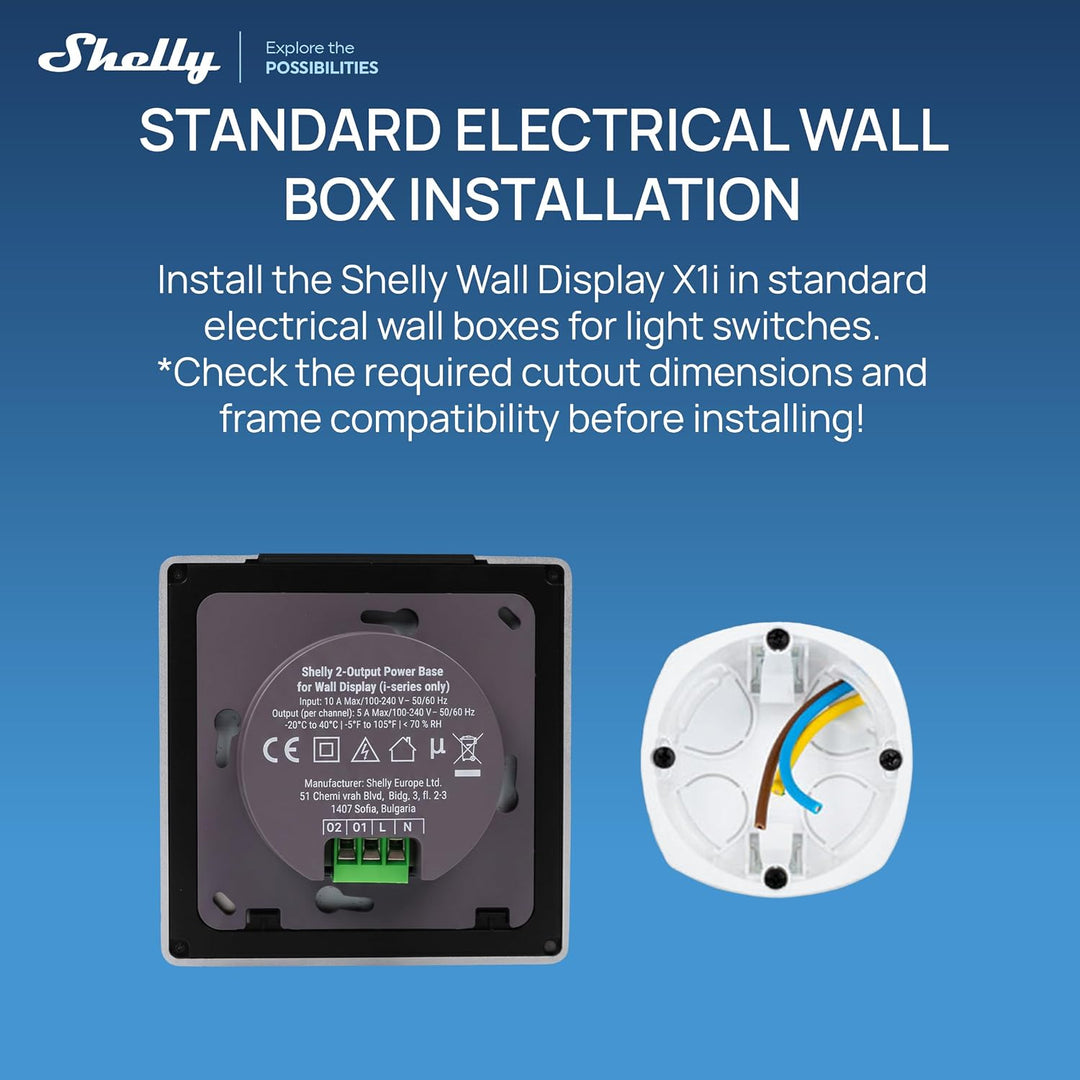 Shelly Wall Display X1i Silber - Smarte Bedienzentrale mit 4" Touchscreen, Integriertes Relais, Lich