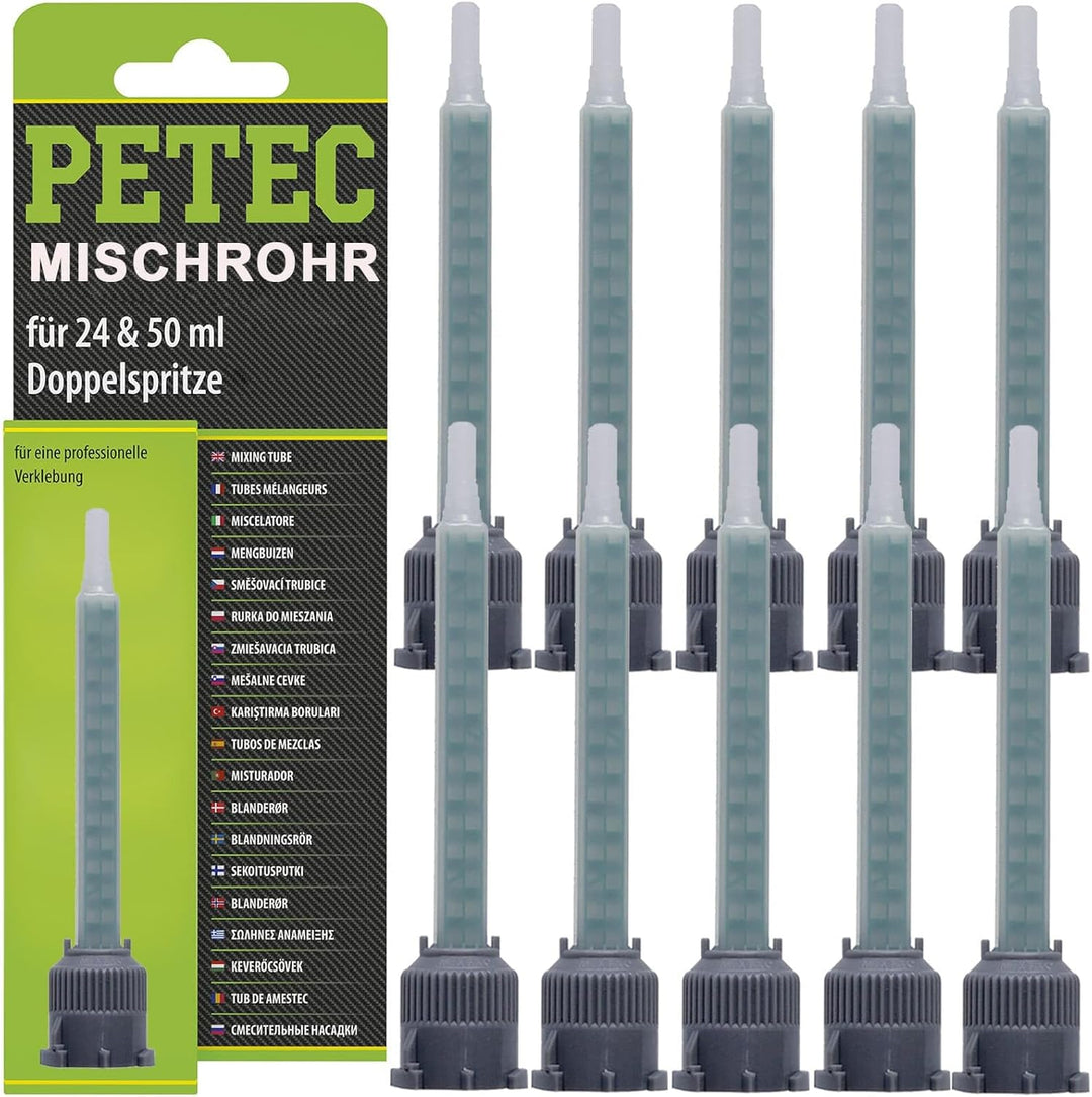 enthält 10x PETEC Mischrohr für Poxy Bibond Plastbond 24 & 50 ML Doppelspritze Spitze