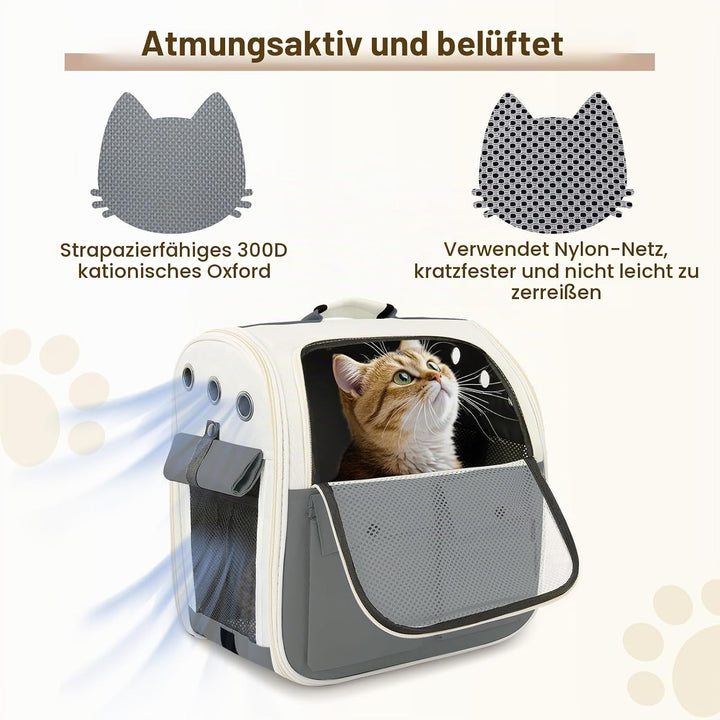 Haustier Rucksack für Katzen &amp; Kleine Hunde,Atmungsaktiver Tragbare Katzenrucksack mit Sichtfenster,