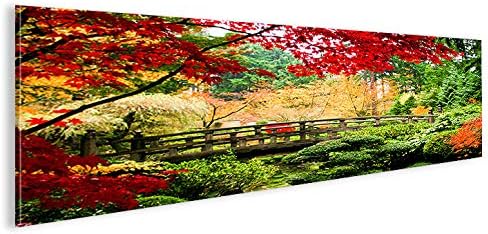 islandburner Bild Bilder auf Leinwand Brücke V2 Herbst Farben Landschaft Panorama XXL Poster Leinwan