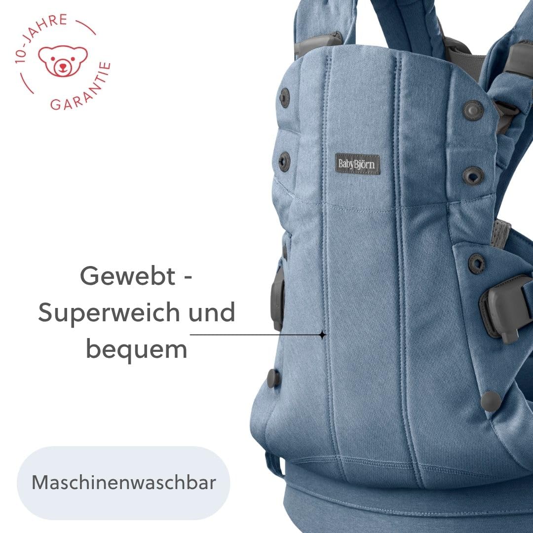 BabyBjörn Babytrage Harmony, Gewebt Melange, Blau Gewebt Melange Blau, Gewebt Melange Blau