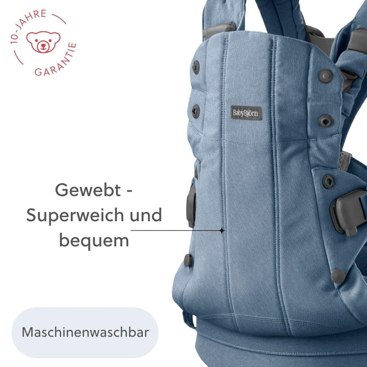 BabyBjörn Babytrage Harmony, Gewebt Melange, Blau Gewebt Melange Blau, Gewebt Melange Blau