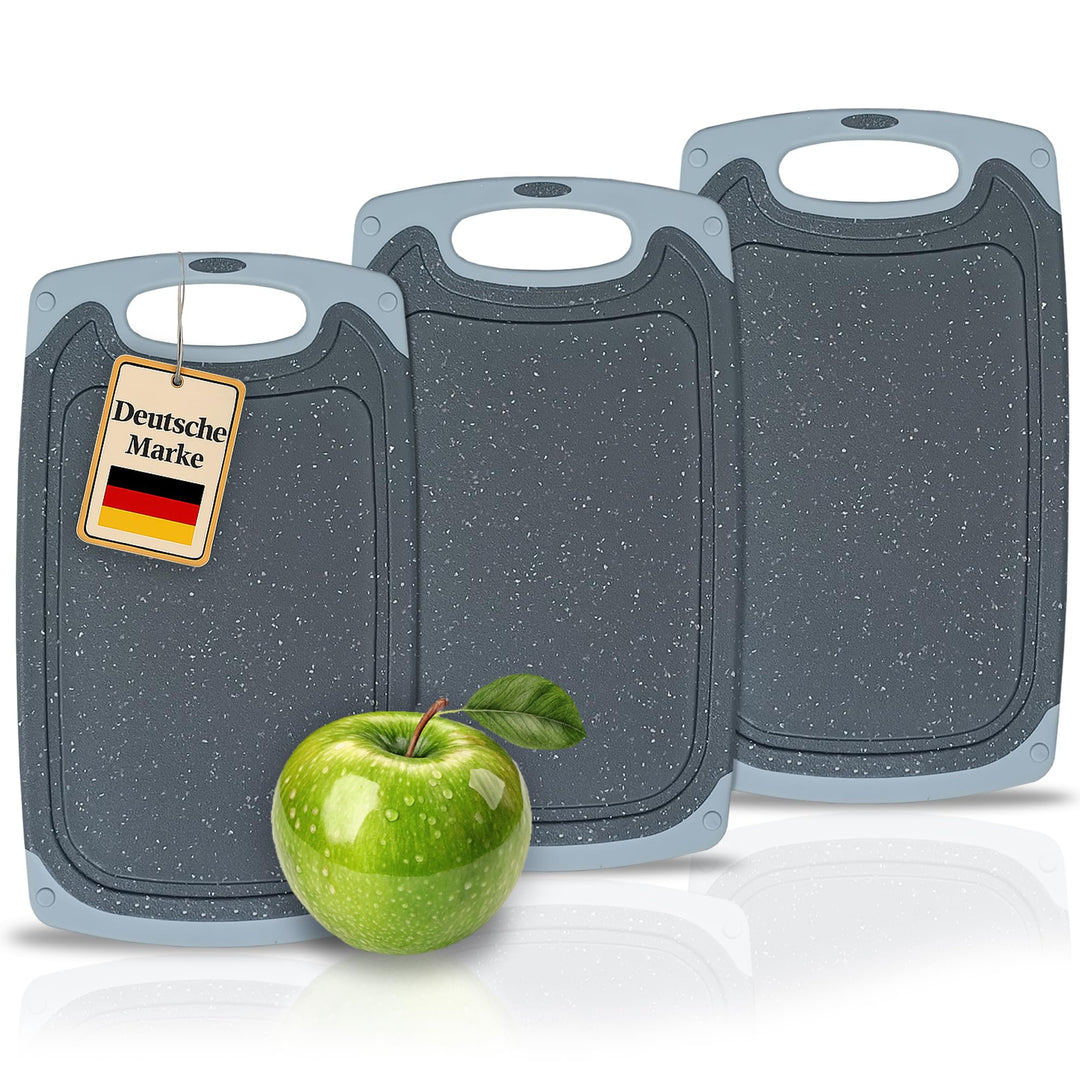 3 grosse Frühstücksbrettchen aus Kunststoff, 31x19 cm, Schneidebrett Set,spülmaschinenfest, beidseit