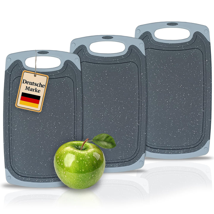 3 grosse Frühstücksbrettchen aus Kunststoff, 31x19 cm, Schneidebrett Set,spülmaschinenfest, beidseit