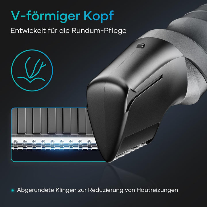 Intimrasierer Mann, kensen Rasierer Herren Intimbereich Wasserdicht Körperrasierer Herren V-förmig B
