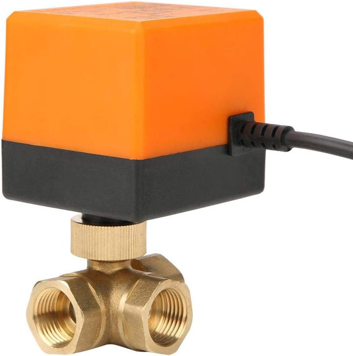 Motorisiertes Kugelventil, DC 12V Messingkugelventil 3-Wege 3-Draht Elektrisches Kugelventil G1 / 2