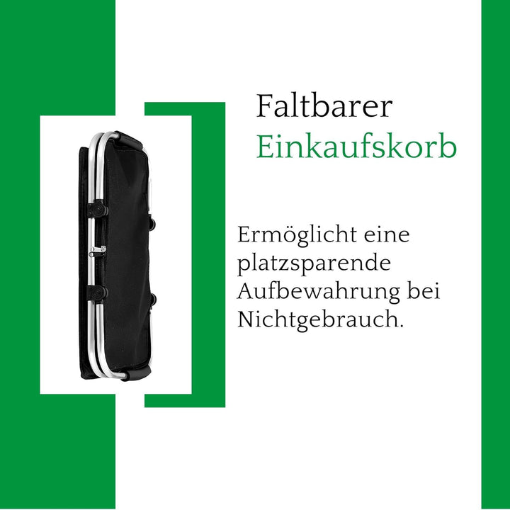 Novaliv Einkaufskorb faltbar mit Kühlfunktion 30 Liter SCHWARZ Isolierkorb mit gepolsterten Tragegri