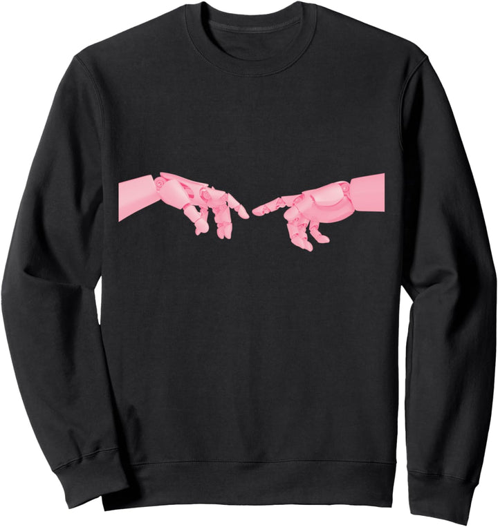 Erschaffung von Adam Michelangelo Pink Glitch Aesthetic Rosa Sweatshirt