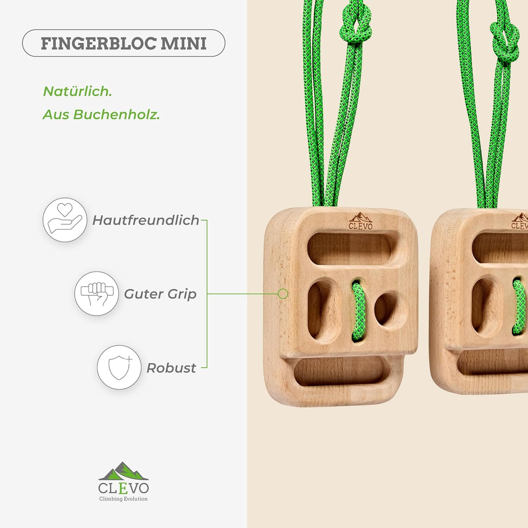CLEVO - Finger Bloc Mini für Fingerkrafttraining – Kompaktes Fingerboard für Bouldern & Klettern – G