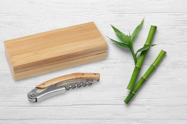 Schmalz® Bambus Kellnermesser inkl.Wunschgravur Gravur graviert Bambus Geschenkset personalisiert
